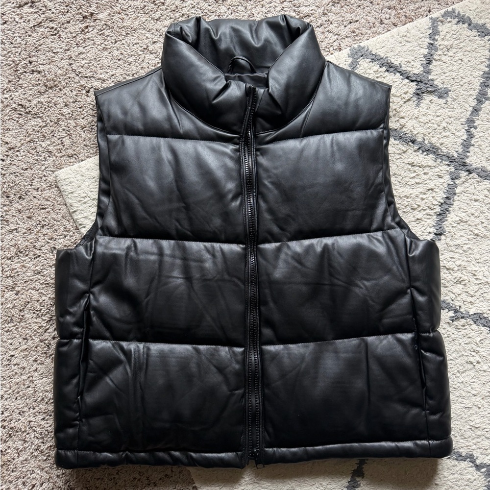 NWT 7 For All Mankind Faux Leather Puffer Vest